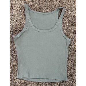 Dazy Tank Crop Top Boatneck ~ Green Ribbed ~ Size Medium